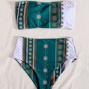 Teal & Orange High Waisted Bikini